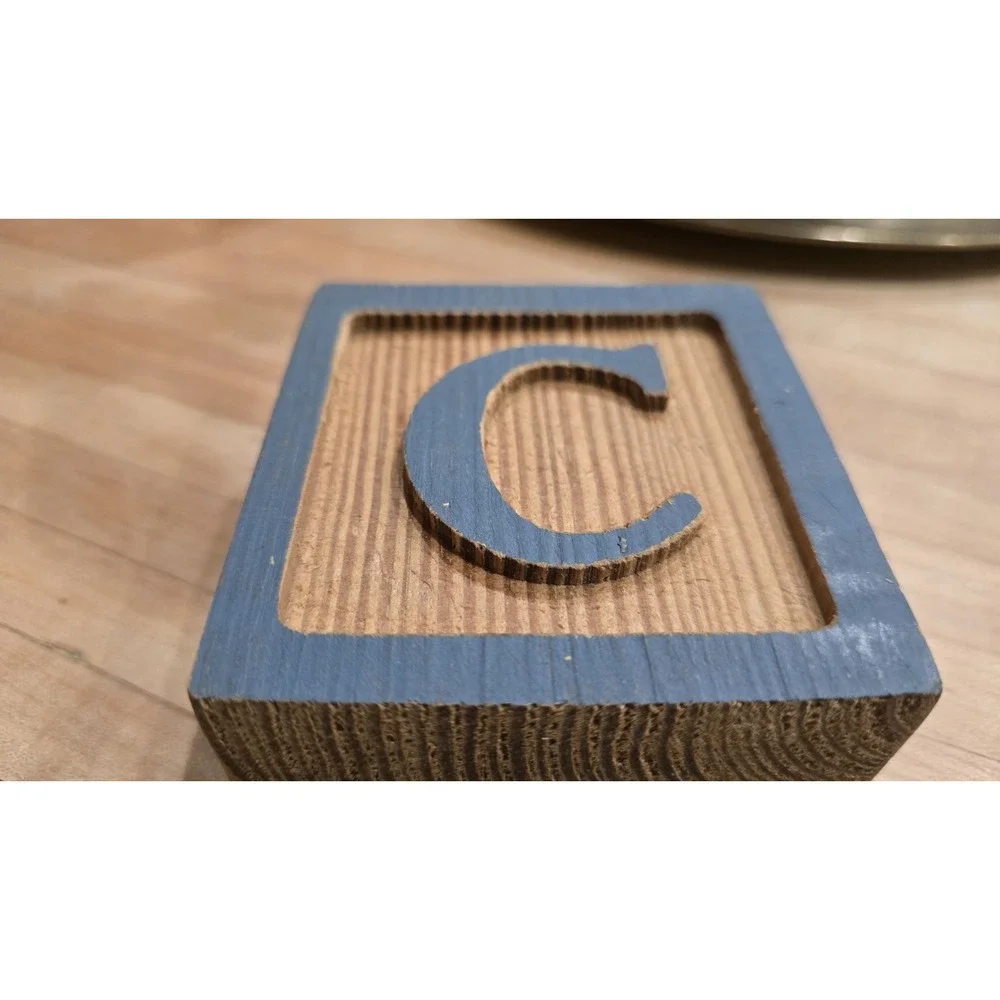 Vintage Year 1992 Alphabet Wood ABC Blocks Ornate Letter Decor Child's Room #149